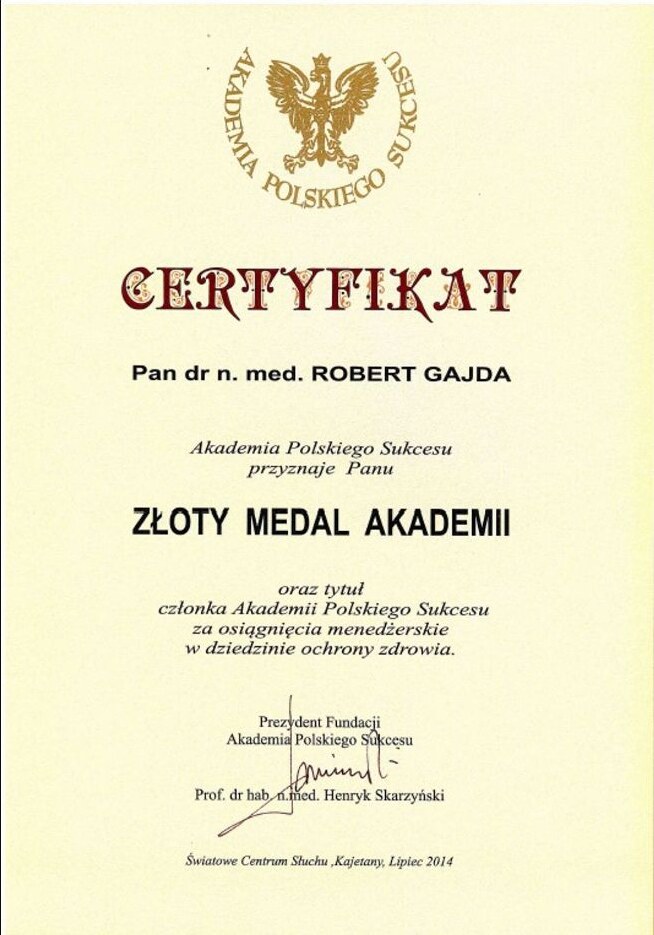 Dyplom lub wyróżnienie Gajda-Med – 04