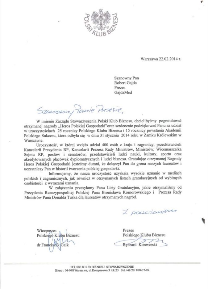 Dyplom lub wyróżnienie Gajda-Med – 13