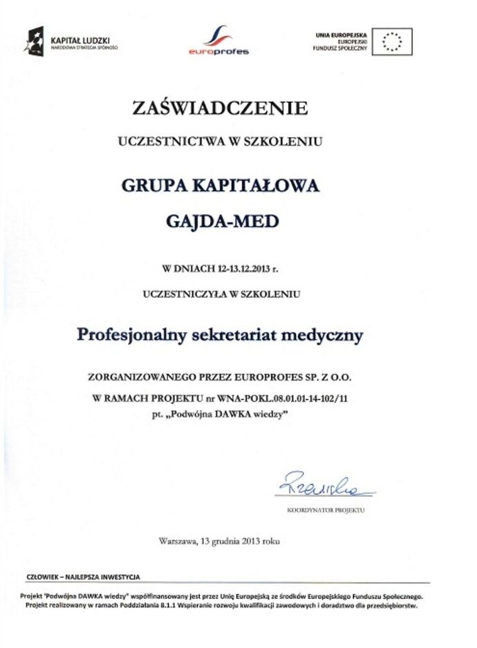 Dyplom lub wyróżnienie Gajda-Med – 17