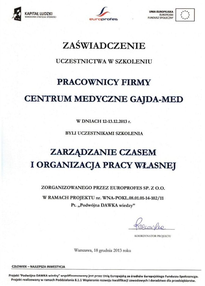 Dyplom lub wyróżnienie Gajda-Med – 18